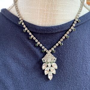 Rhinestone with emerald green stones necklace